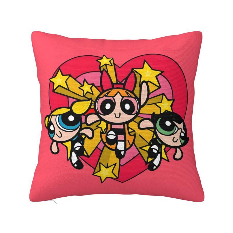 Custom Fashion The P-PowerPuffs Girls Cushion Covers 40x40cm Soft Cartoons Pillow Case for Car Square Pillowcase