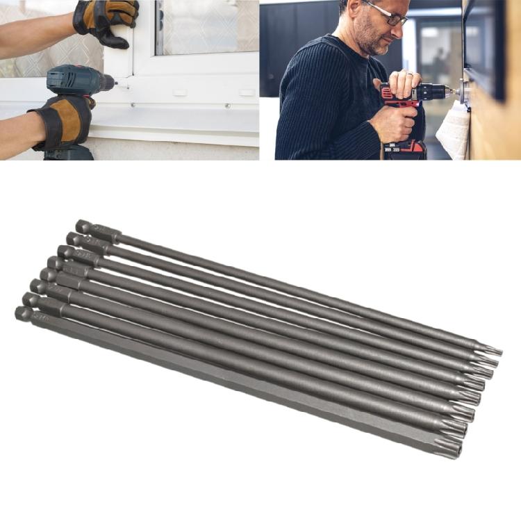 Professional 8PCS Power Bits Set for Torx Head Screws Strong Magnetism Hollow
