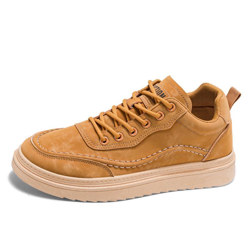 Men's 2025 Trendy Casual Leather Sneakers: Breathable, Versatile, Thick Sole Autumn Shoes