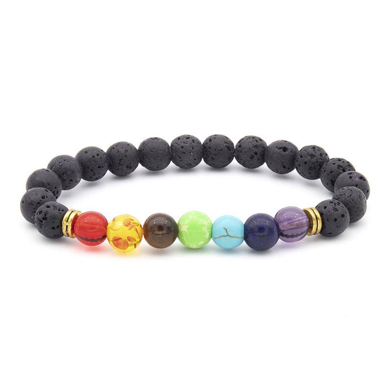 Strand Gemstone Men Bracelet Colorful Beads Energy Bracelet Healing Gift Yoga