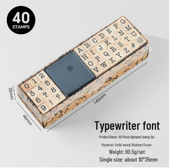 

Дерев яні штампи з цифрами та літерами у стилі друкарської машинки, набір для журналу - 40 шт., 8 стилів