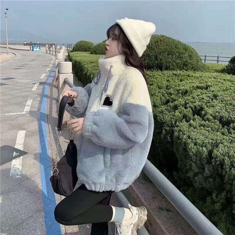 Women's Autumn Winter Fashion Trend Fleece Lined Thickened Warm Half High Collar Coat