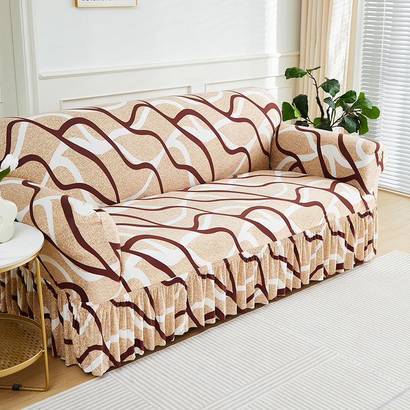 1 Stück Sofabezug mit Blumenmuster, rutschfest, mit Rock, elastischer Couchbezug für Schlafzimmer, Büro, Wohnzimmer, Heimdekoration