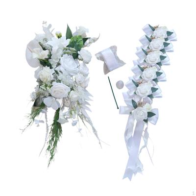 Wedding Car Decoration Set and Bows Bouquet DIY Simulation Flowers Ribbons for