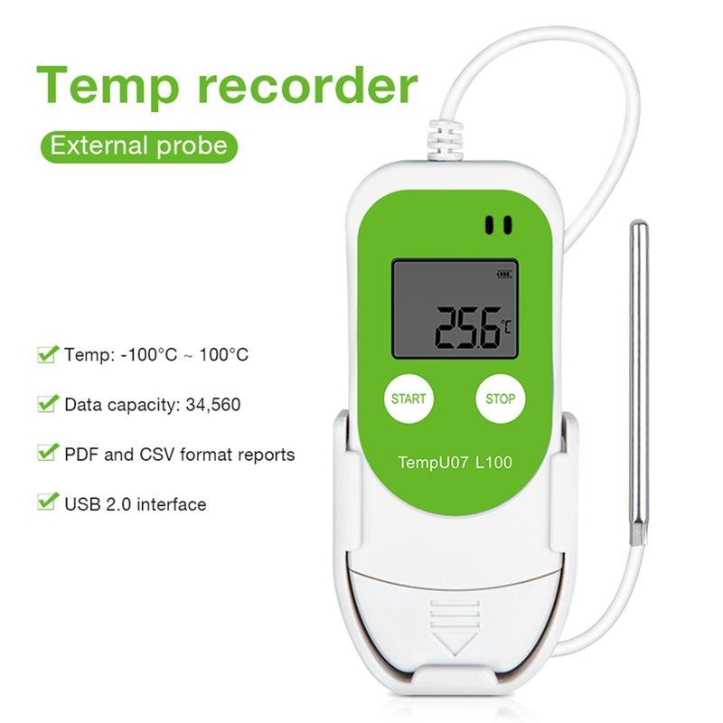 SHGO-Tempu07 L100 USB Temperature Data Logger Reusable Auto Export To CVS&PDF For Lab Cold Chain Transport
