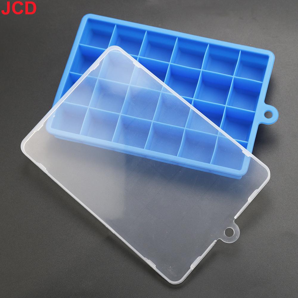 1pcs With Lid /No Lid 24-hole Silicone Ice Tray Square Box Auxiliary Food Puree Cheese Jelly Mold Bar Kitchen Tool Cocktail Cube
