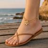 Summer Anklet with Extension Chain, Double Layer Thick Thin Chain Beach Anklet, Lightweight Alloy Anklet with Floral Charm for Daily Vacation Wear