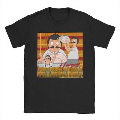 B-Bob Burgers Thanksgiving Song Tee Shirt for Men Women Gift Idea T Shirts Happy Thanksgiving 100% Cotton Clothes