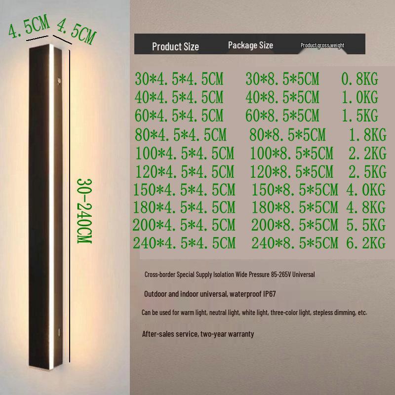 Outdoor Long Wall Lamp for Living Room, TV Background, Bedroom, and Study