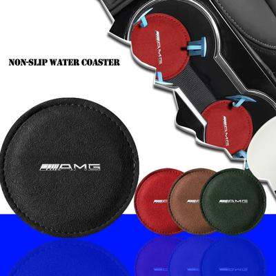 Auto Bekerhouder Pad PU Leer Sleuf Antislip Onderzetter Mat Voor Mercedes Benz GLA C E S G Klasse CLA GLK W211 W212 W213 Auto Accessoires
