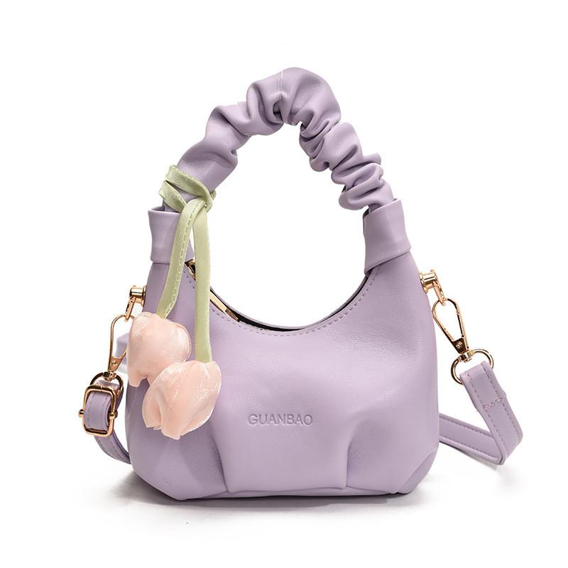 Tulip Sweet Decorative And Folded Design Solid Color Children Bag Shoulder