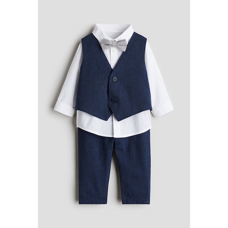 

HM Детская одежда Костюм для малыша 4 предмета Милый Рождественский Клетчатый Формальный наряд 1157034 Navy White 90/52((1-2Y))