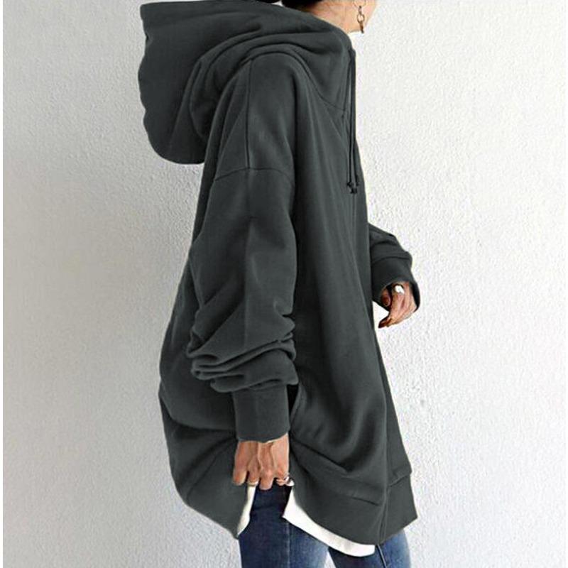 Autumn Winter Personality Street Style Zipper Hoodies Women Loose Casual Solid Hooded Cardigan Coat Jacket Top