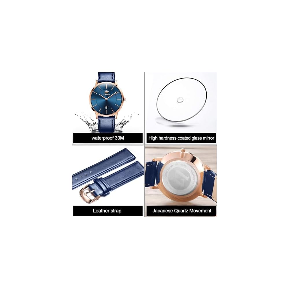 Men's Ultra-Thin 6.5mm Casual Business Watch Japanese Quartz Movement 40mm Leather Band