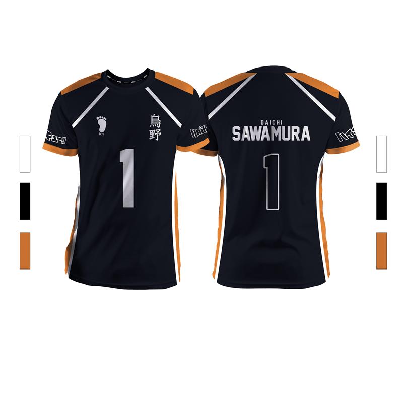 Balck Summer Men's Sports Fashion Leisure Comfortable Breathable Volleyball Anime Neutral Short Sleeve Round Neck T-shirt
