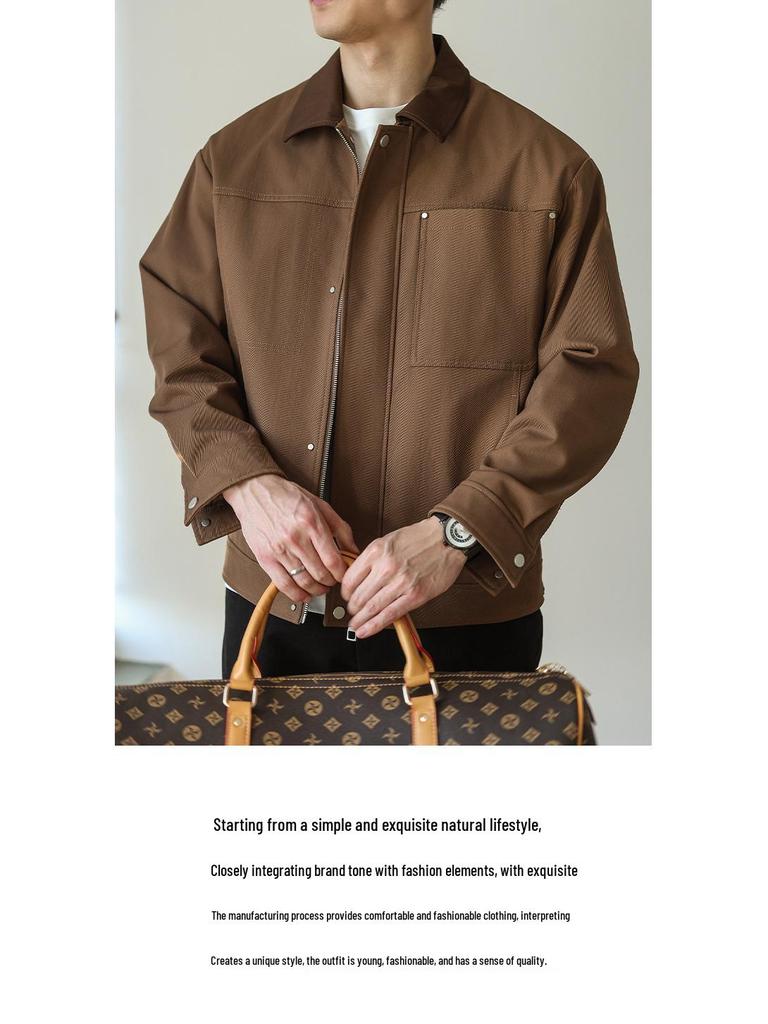 Men's Retro Barn Style Lapel Jacket - Spring/Autumn Casual Workwear