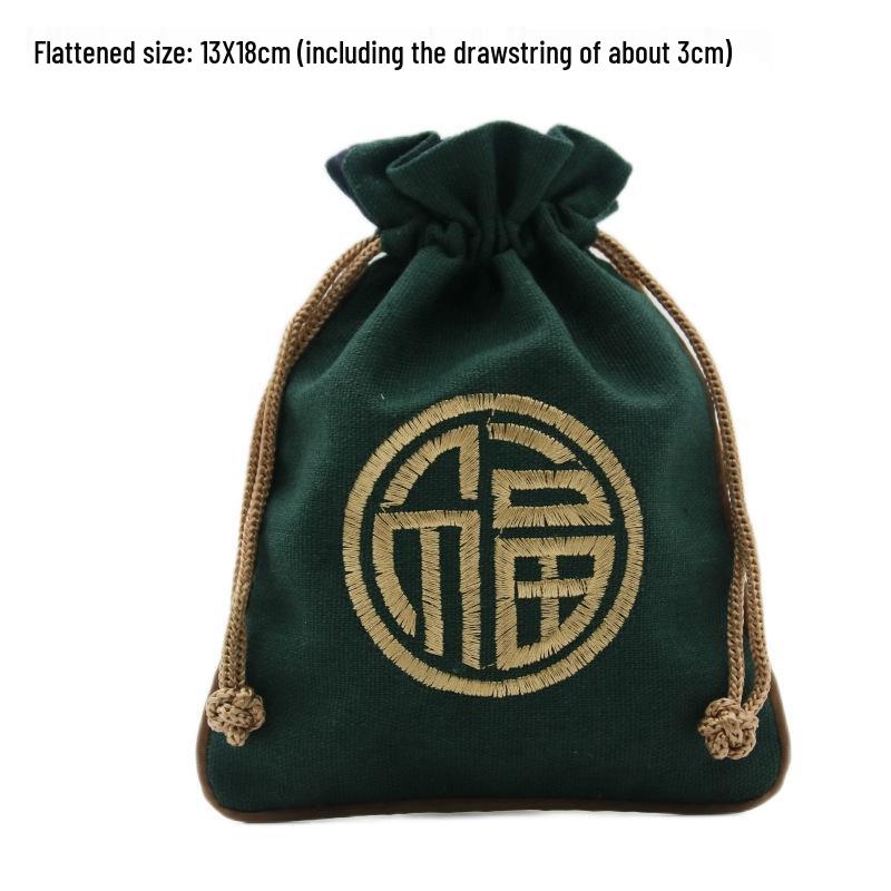"Extra Large Embroidered Linen Drawstring Bag for Storage and Gifting"