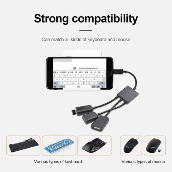 USB Hub Adapter Transfer Data ABS High Durability Phone OTG Host Cable Cord
