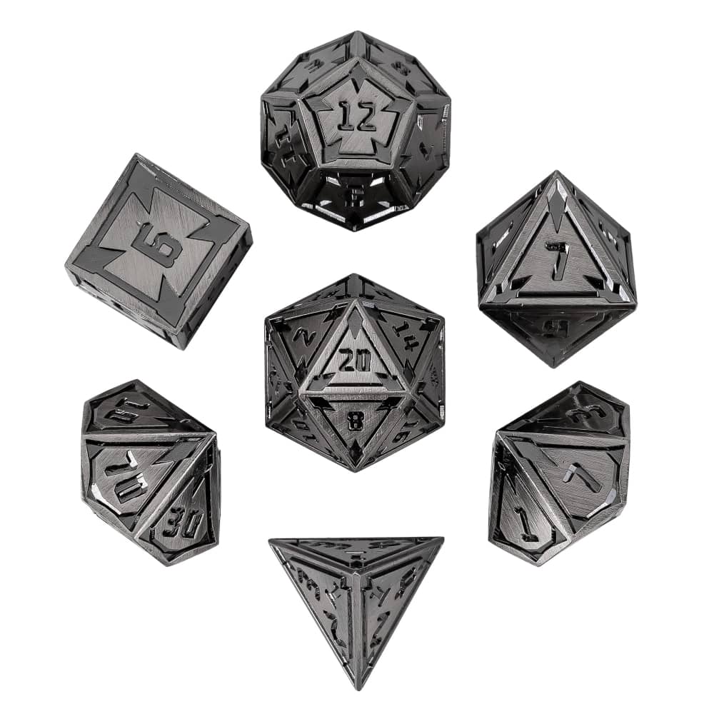 Cusdie New Metal DnD Dice Set Minimalist Rhomb Pattern D4-D20 Polyhedral Dice for D&D Pathfinder Tabletop RPG Board Games