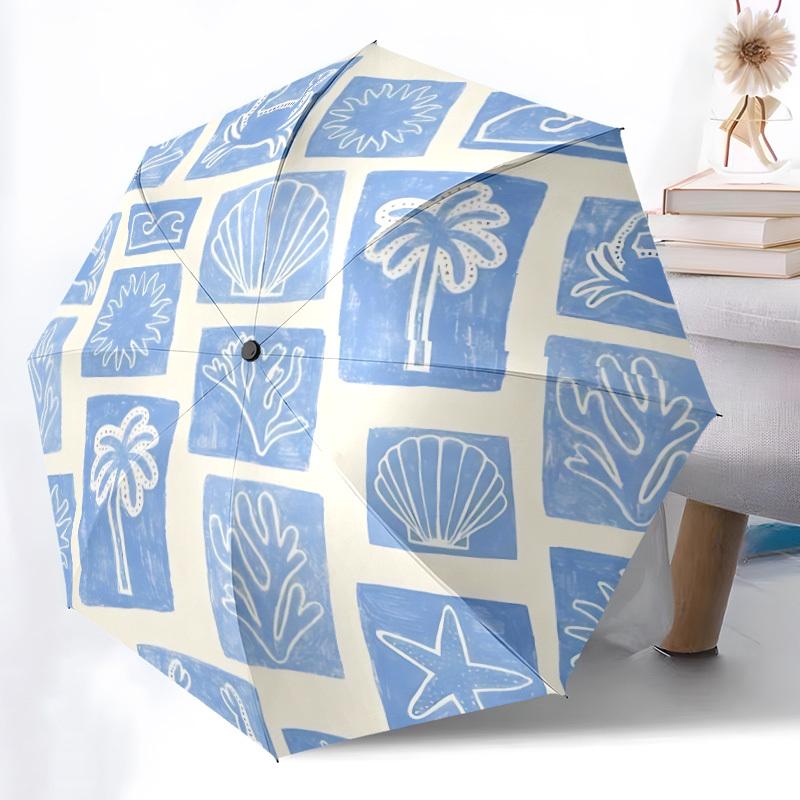 

1pc Seaside Elements Automatic Open/Close Umbrella - Compact Travel Umbrella, Gift for Birthday, Christmas, Anniversar yy251208158