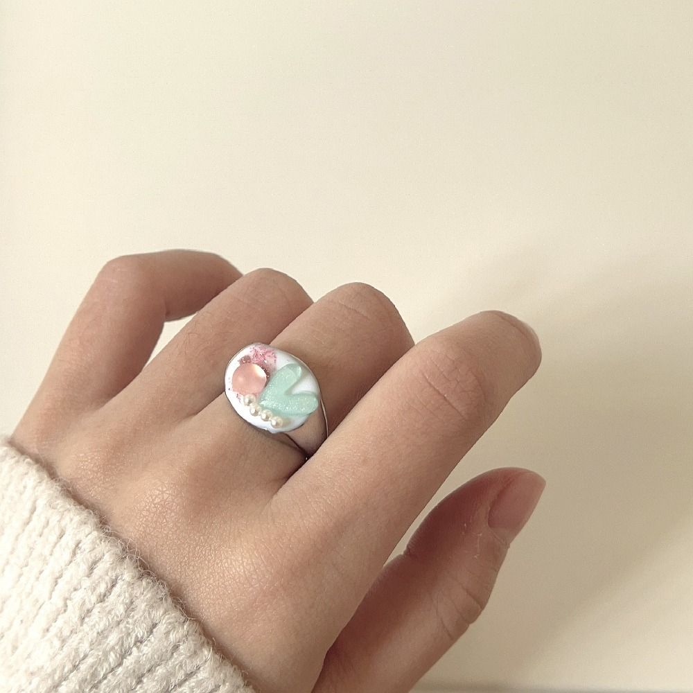 Open Ring Painting Ring Dripping Oil Irregular Enamel Ring Cute Enamel Love Heart Ring  Couple