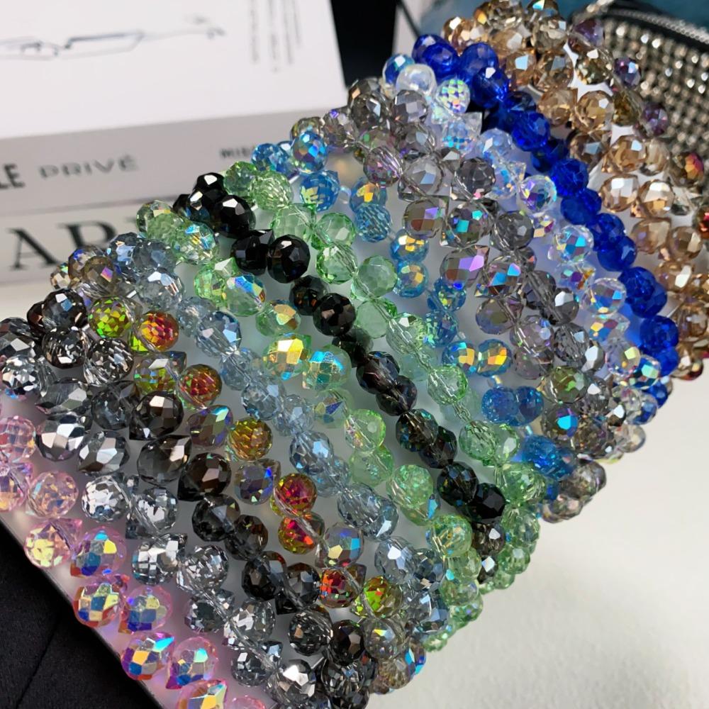 Glitter Crystal Bead Keychain Transparent Phone Lanyard Wrist Crystal Chain  for Women Girls