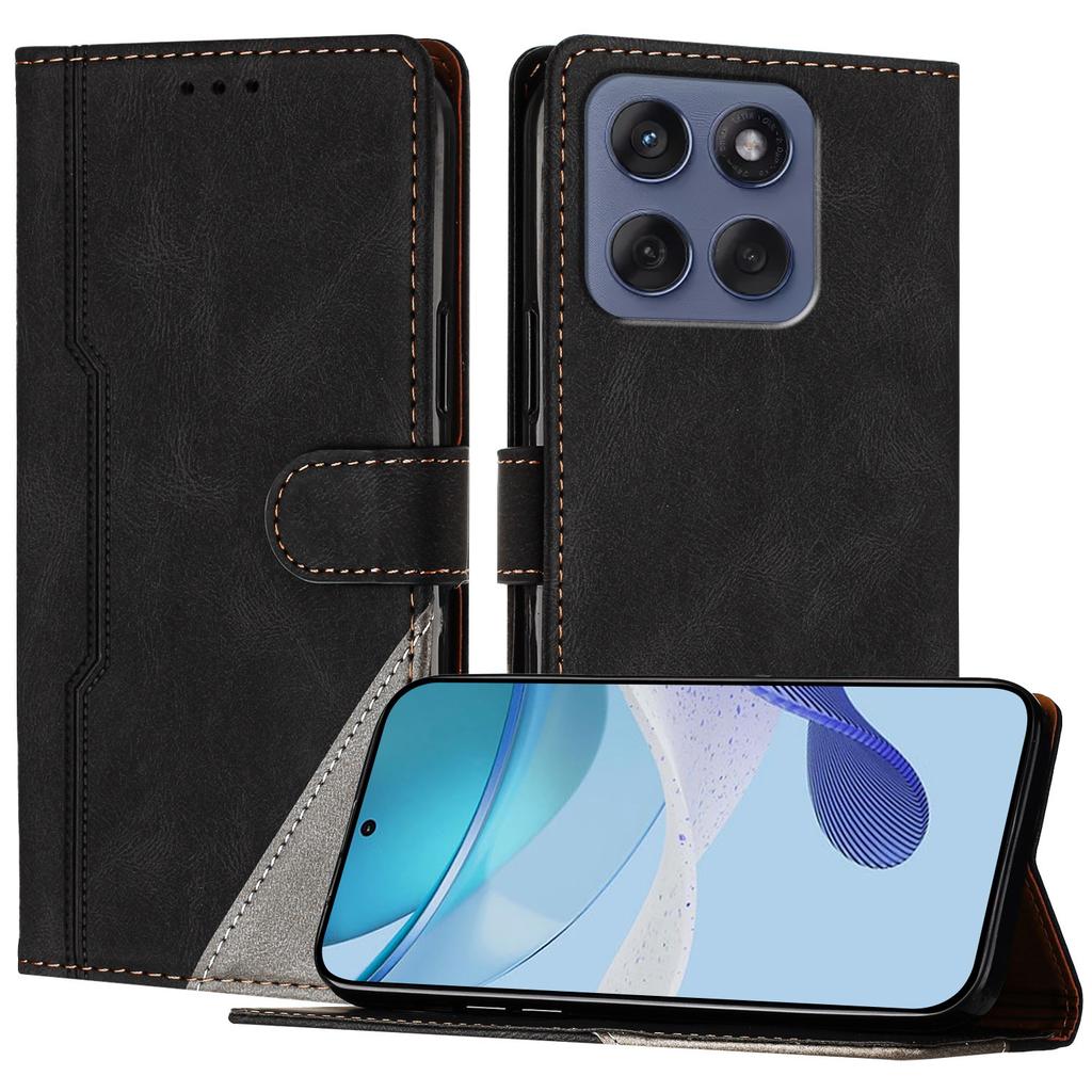 For Motorola Edge 60 5G/Motorola Edge (2025) 5G/Motorola Edge 60 Fusion 5G Leather Case Triangle Patchwork Wallet Stand Shockproof Phone Cover