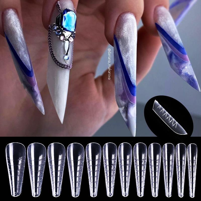 Transparent Nail Wearable Extension Plate with Texture, Paper-Free Support Model for Nail Extension and Adhesive Nail Model