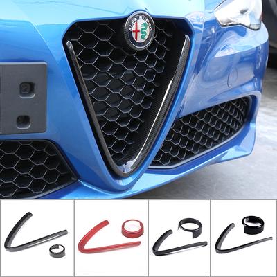For Alfa Romeo Giulia 2017 2018 2019-2025 Car Front Bumper Air Grilles V Frame Decoration Trim Sticker Logo Cover Accessories