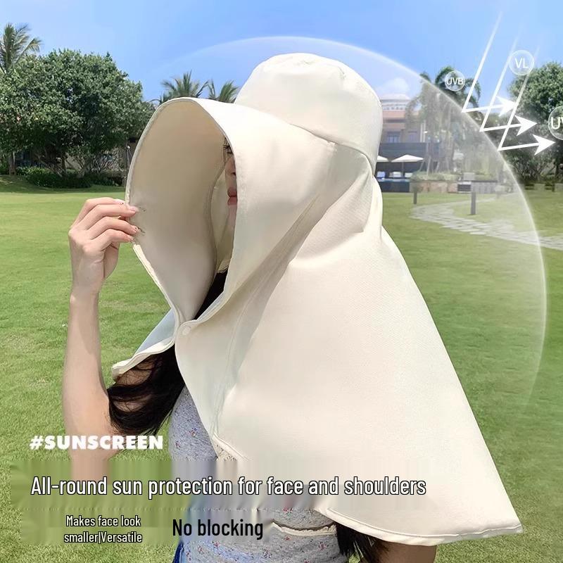 Women's Sun Protection Hat with Full Face, Neck, and Shoulder Coverage - Extra Large Shawl Style Fisherman Hat for Summer
