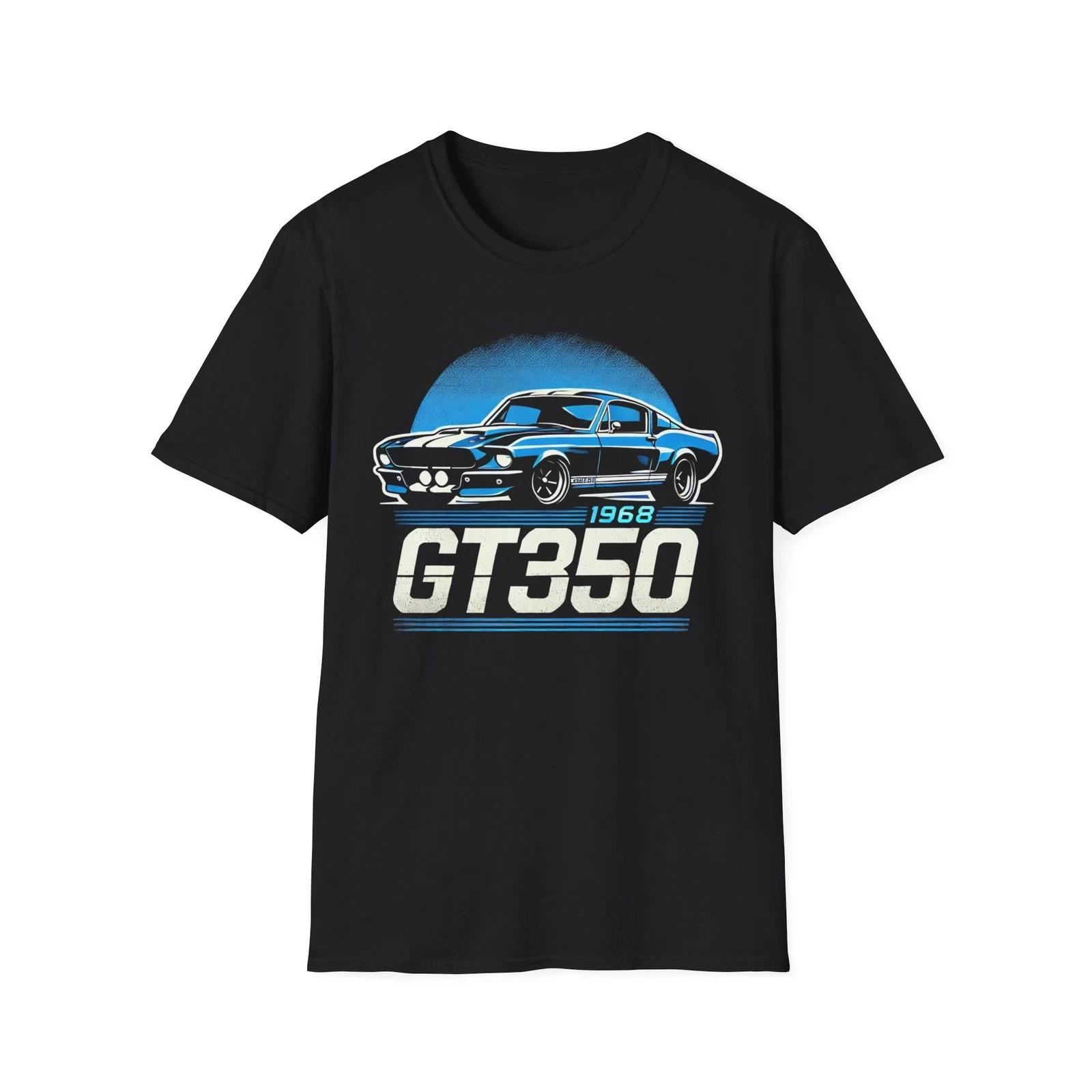 1968 GT350 Mustang T-Shirt Shelby Classic Muscle Car Graphic Tee Blue Retro S