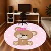 1pc Bear Heart Round Chair Mat Area Rug - Non-Slip, Floor Mat for Office, Bedroom, Home Decor Christmas Gift P0811167