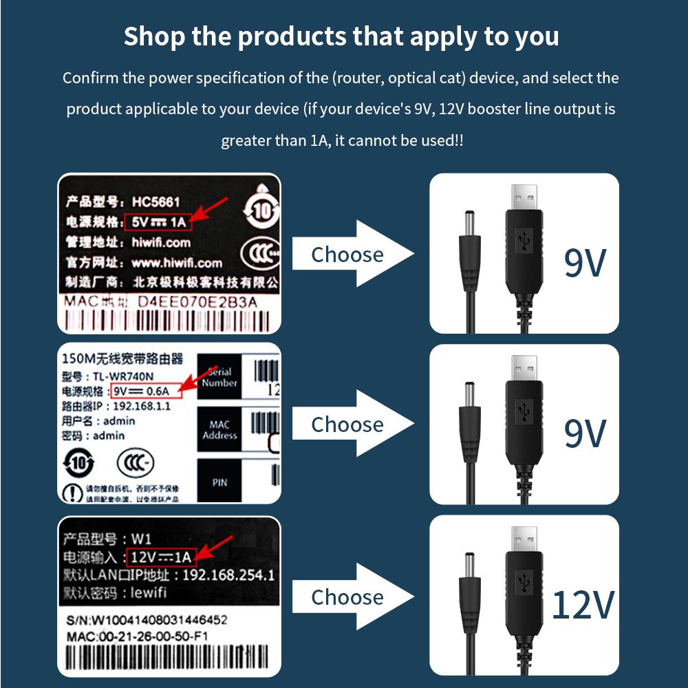 USB DC 5V 12V 9V Güç Kablosu USB DC jak adaptörü Tel Usb Boost Güç Kablosu Fiş Tel Yönlendirici 2.1x5.5mm Powerbank Üzerinden