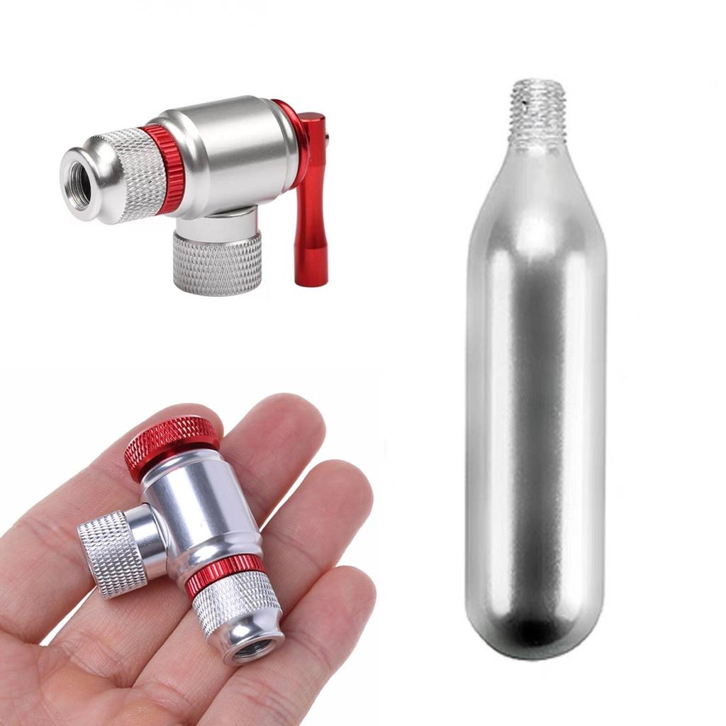 Taşınabilir Dağ Bisikleti CO2 Silindir Pompası Gaz Nozulu Bisiklet Hızlı Şişirici Şişirilebilir Kafa Adaptörü Sürüş Acil Durum Aksesuarları