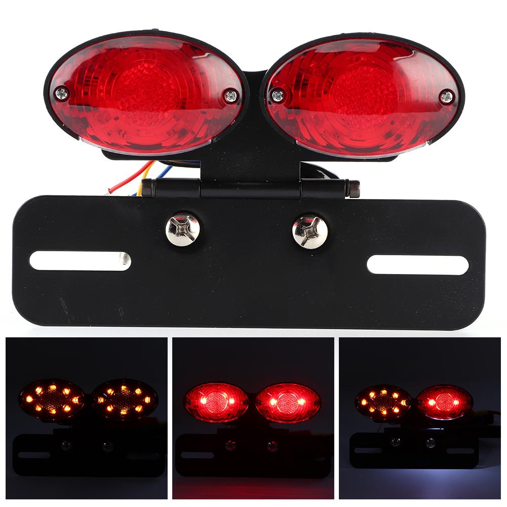 LED Bremsrücklicht Universal Retro Doppel Oval Blinker Kennzeichenleuchte Motorrad Umbau