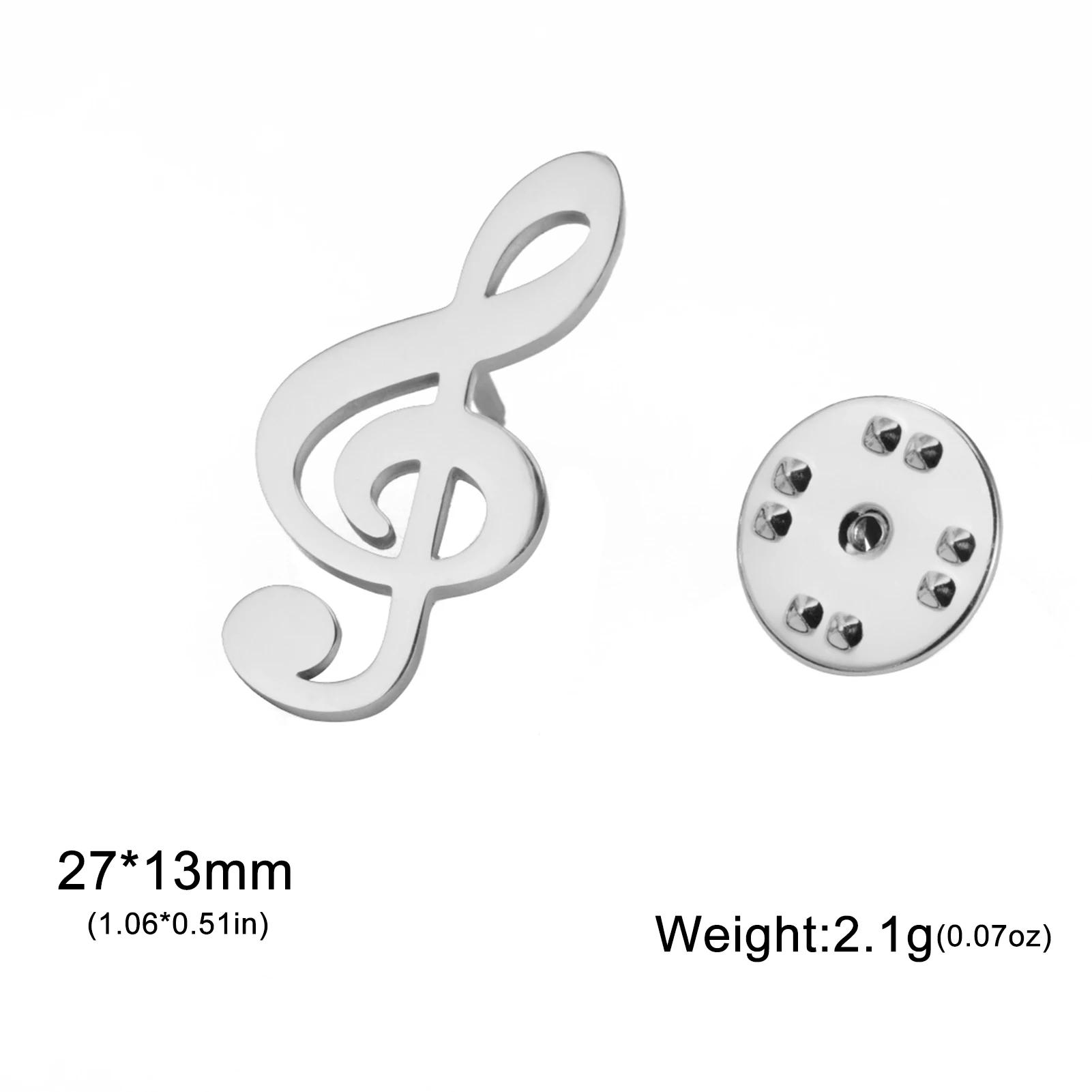 

Teamer Women Girls Music Note Brooch Lapel Pin Stainless Steel Gold Color Suit Badge Fashion Accessories Birthday Gift New In серебряный
