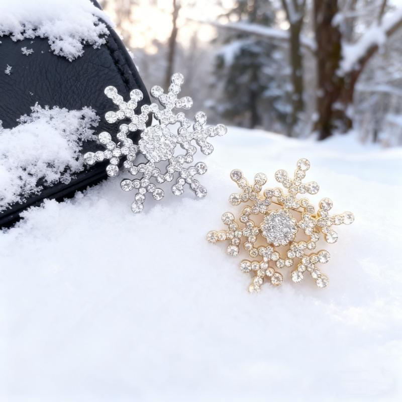 High-End Rhinestone Snowflake Christmas Brooch Pin