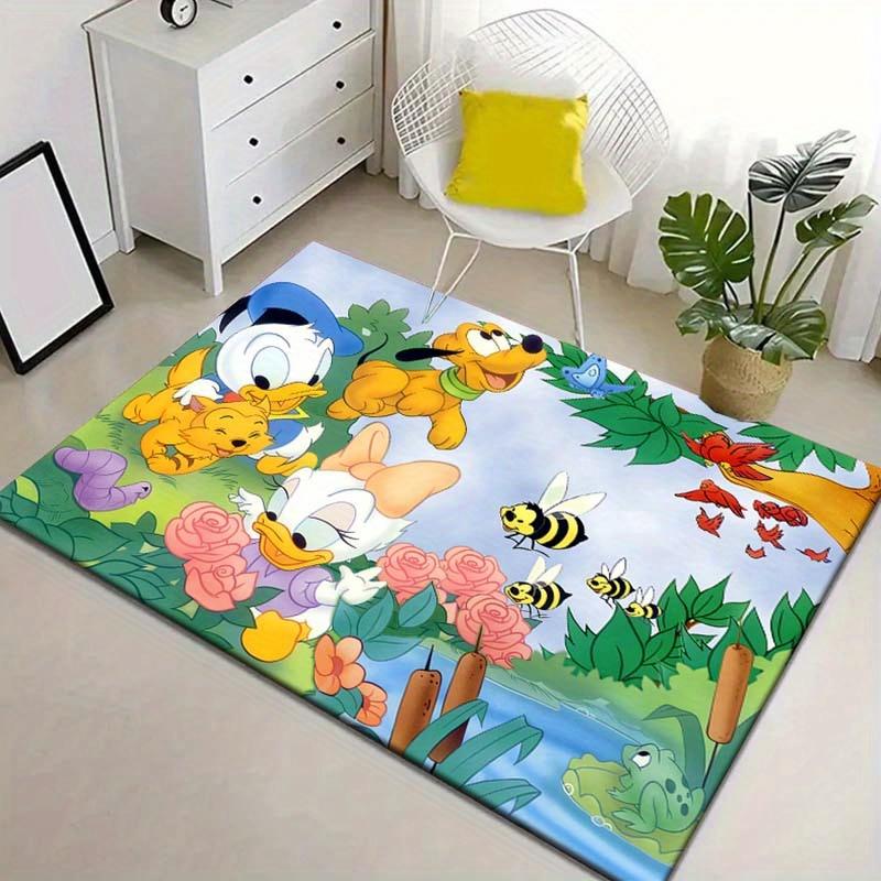 1pc Donald Duck and Daisy Pattern Area Rug Soft Flannel Floor Mat for Living Room, Bedroom, Sofa Coffee Table Floor Mat, Machine Washable