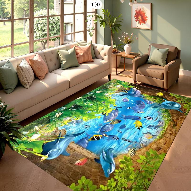 Underwater World Carpets Soft Non-slip Rugs Live Room Floor Mat Home Decor Kids Room Play Mat Carpet Easy To Clean Sofa Rugs