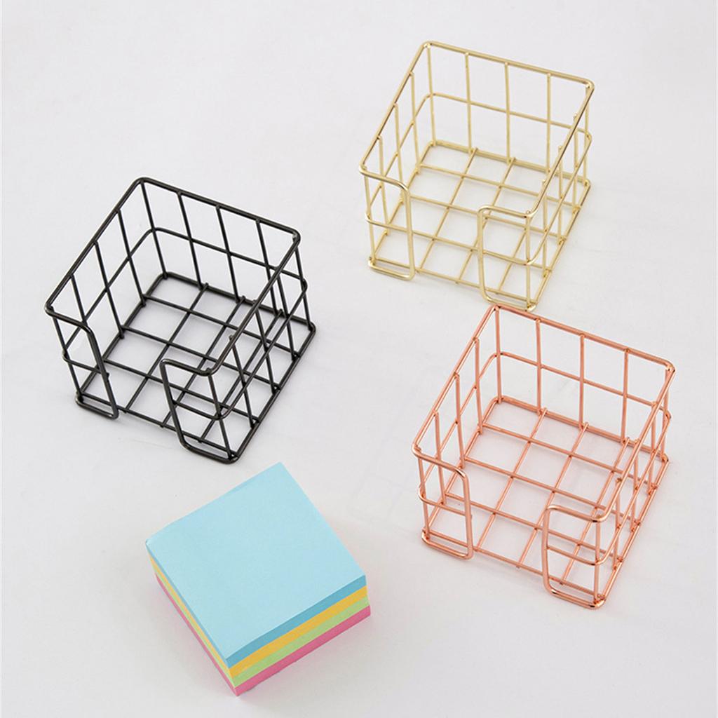 Iron Wire Note Block Holder Desk Notepads Holder Storage Box Memo Pad Holder Metal Mesh Note Box For Office 27x95x80mm
