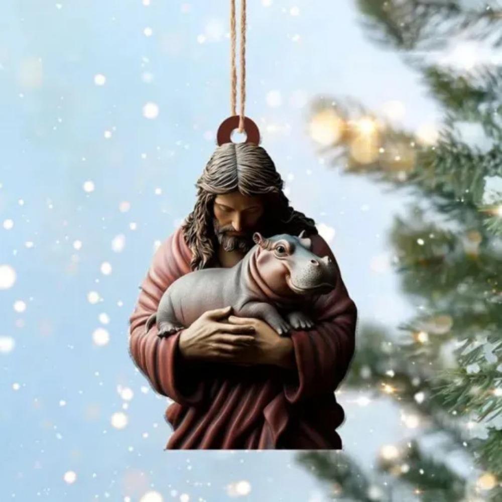 Cartoon Christmas Baby Hippo Ornament Mini Hippo Christmas Tree Decorations  Bedroom Decor