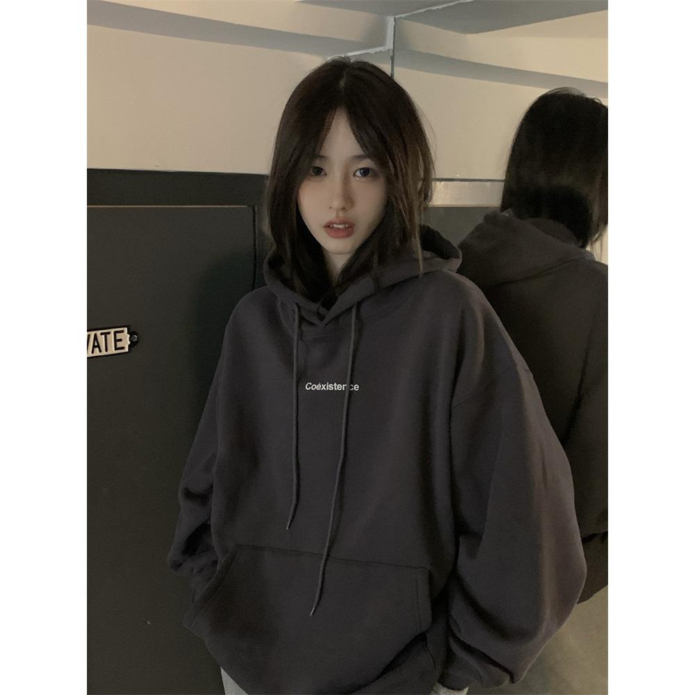 Fashion Sweatshirt Long Sleeve Korean Letter Printing Baggy Female Tops Pullover Hoodie Autumn