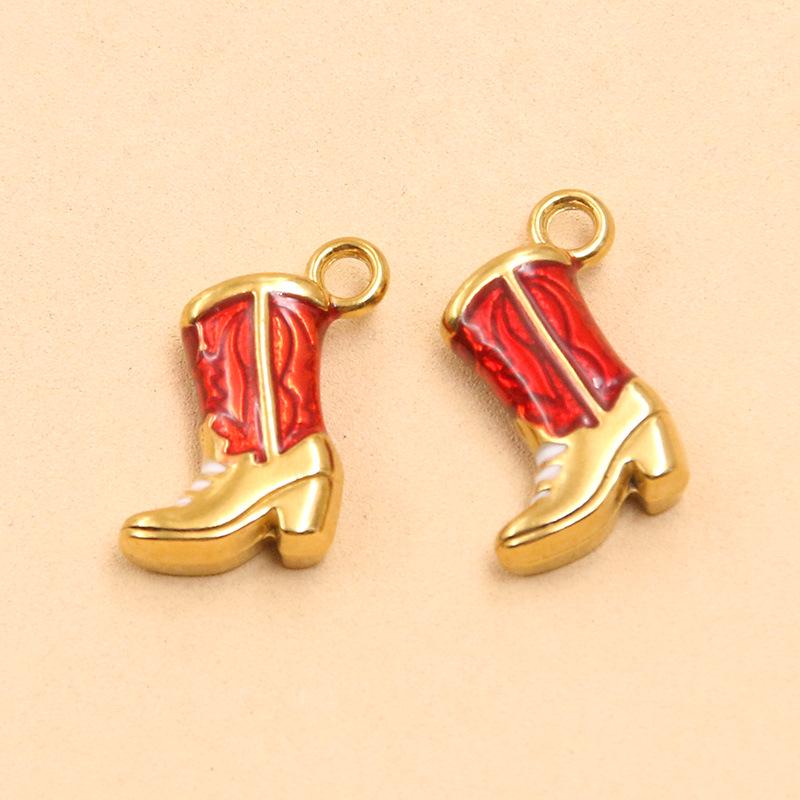 

18K Gold Plated Stainless Steel Drip Oil Shoe & Kerosene Lamp Charms for DIY Bracelet/Necklace 1 Piece