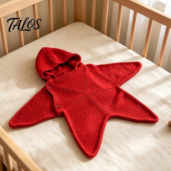 Fascia Comfort per Neonato Stella Marina Sacco Nanna per Bambino, Coperta Morbida Lavorata a Maglia per Tutto il Corpo con Cappuccio per Abbigliamento da Nursery per Neonato, Caldo per Dormire Anti-Calcio