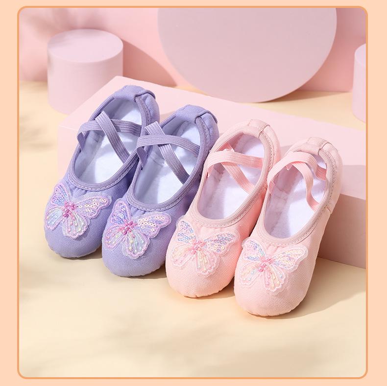 PJ10 Bow Girl Soft Sole No-Tie Cat Paw Ballet Practice Shoes for Body Shaping and Dancing
