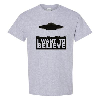 UFO I Want To Believe Vintage Alien Sci Fi Flying Saucer Graphic Art T Shirt