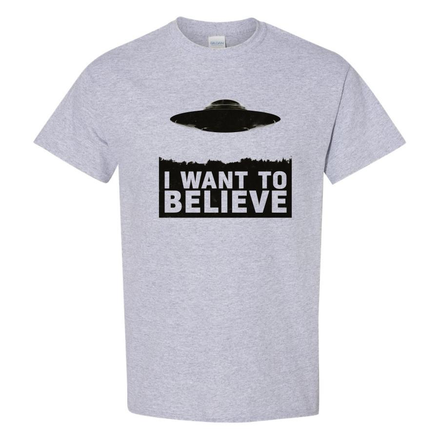 UFO I Want To Believe Vintage Alien Sci Fi Flying Saucer Graphic Art T Shirt M