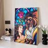 Disney Diamond Painting Belle and The Beast Stained Glass Artwork Cute DIY Rhinestone Mosaic Cross Stitch Kit Embroidery Gift Home Decor