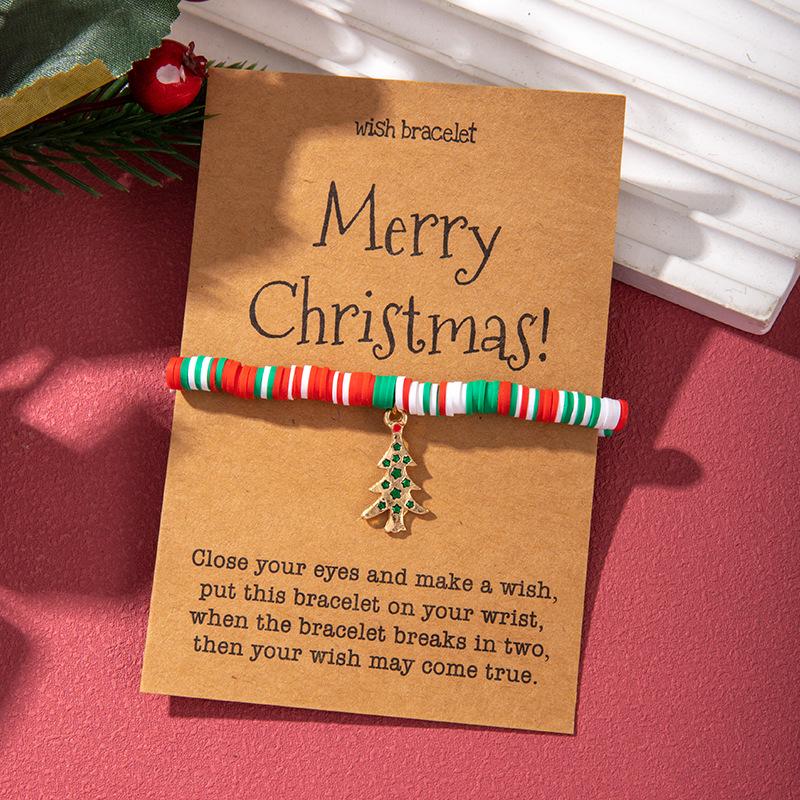 European and American Christmas popular soft pottery bracelet, elk snowman Christmas tree alloy pendant, gift jewelry