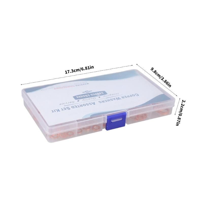 150Pcs Copper Washer Sealing Assortment Set Flat Adapter Sump Plug Crush Washer Oil Drain Plug Gasket Seal Assortment